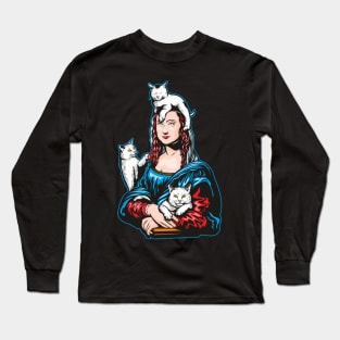 Mona Lisa With Her Kitties Long Sleeve T-Shirt